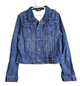 J Crew Crewcuts Denim Jean Jacket Dark Blue Girls 10 Kids 100% Cotton - Picture 1 of 7