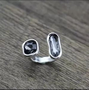 Handgefertigter Uno STYLE einzigartiger verstellbarer Ring der 50er Jahre GRAU (R71) - Bild 1 von 9