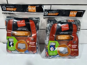 2 Pkgs Of Hanes Boys Ultimate Tagless Briefs 3Pair Assorted Colors Sz. M (10-12) - Picture 1 of 2