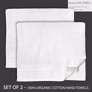 SET OF 2 New PAVILION PURE 100% Organic Cotton Hand Towels White - Picture 1 of 3