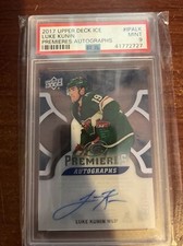 2017-18 Upper Deck Ice Premieres /299 Luke Kunin #IPA-LK Rookie Auto RC PSA 9