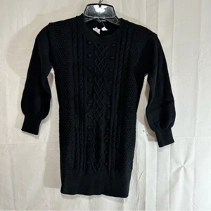 GAP Girls Long Sleeve Chunky Knit Sweater Dress in Black Size S (6-7) - Picture 1 of 7