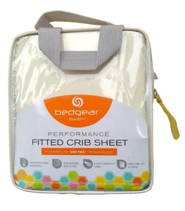 BEDGEAR Baby DRI-TEC Technology Performance Fitted Crib Sheet cream full skirt - Foto 1 di 9