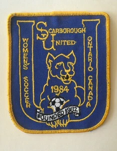 SCARBOROUGH UNITED WOMAN’S SOCCER CLUB 1984 Vintage CLOTH LOGO CREST PATCH - Picture 1 of 2