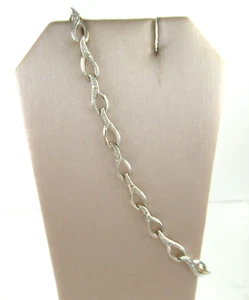 .925 Sterling Silver Bracelet Fancy Open Link Studded Textured Unique 7.75" - Picture 1 of 2
