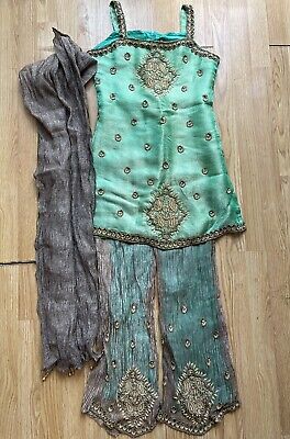 Indian Saree Salwaar Kameeze Punjabi Suit Trousers Dress Sz 8 • 103.93€