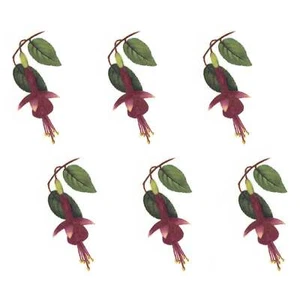 Calcomanías de cerámica esmaltadas con brocas de flores doradas fucsia - Imagen 1 de 2