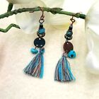 NEW Boho Chic Tassel Dangle Earrings in Turquoise and Copper Hues