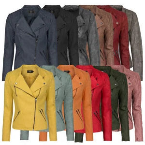 ONLY Damen Kunstleder Übergangsjacke Biker Jacke Kunstlederjacke onlAVA - Bild 1 von 28