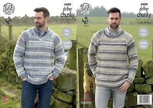 King Cole 4600 Knitting Pattern Mens Sweaters in King Cole Drifter Chunky