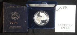 1996 P 1996P PROOF SILVER AMERICAN EAGLE UNCIRCULATED SILVER DOLLAR W/ BOX #11 - Picture 1 of 9