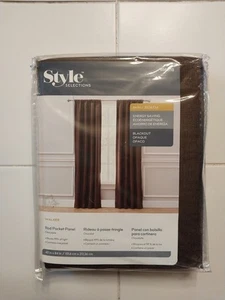Style Selections 84 in Walker Chocolate Blackout Single Curtain Panel - Picture 1 of 5