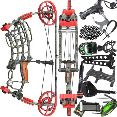 HNZMDY US Compound Bow Short Axis 30-70lbs Dual-use Steel Ball Arrow Hunting Fish RH LH