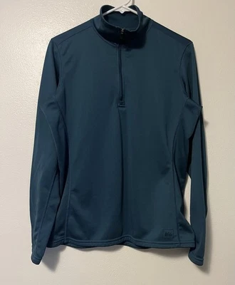 Suéter para mujer REI 1/4 cremallera Polartec grande azul elástico cuello falso tejido gofre Foto 1 de 4