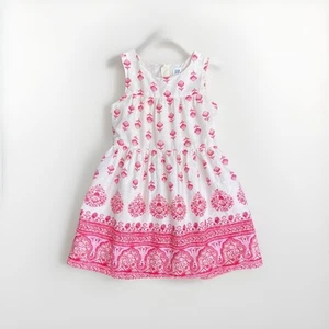 Gap Floral Ivory And Red Blockprint Sleeveless Dress, Girl’s S(6/7) - Picture 1 of 7