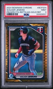 2024 BOWMAN CHROME #BCP204 WALKER JENKINS PROSPECTS REPTILIAN GOLD REF PSA 9 /50 - Picture 1 of 2