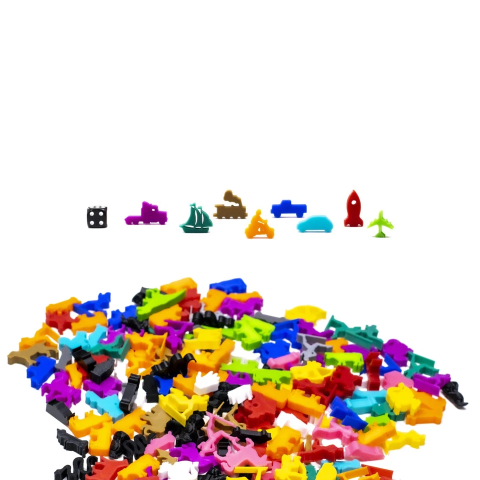 Vehicles Meeple Figure Set for Board Games - 8pcs | Mixed Colors - Image 1 of 1