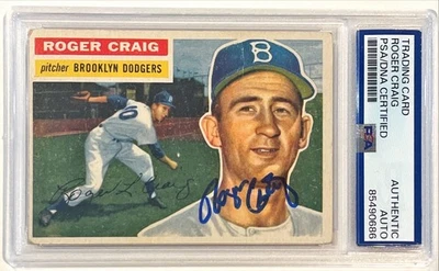 1956 Topps Roger Craig Brooklyn Dodgers Signed Auto Card #63 PSA DNA - Image 1 of 2
