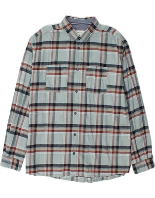 TOM TAILOR Mens Comfort Fit Flannel Shirt 3XL Blue Check Cotton DX90 - Image 1 of 3