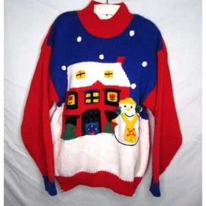 Karen Scott Holiday Sweater Pullover Schneemann verziert Gr. M Vintage 80er - Bild 1 von 8