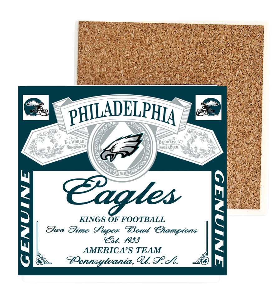 Montaña rusa cuadrada de cerámica hecha a mano de 4 pulgadas-fútbol-águilas-NFL-regalo Foto 1 de 1