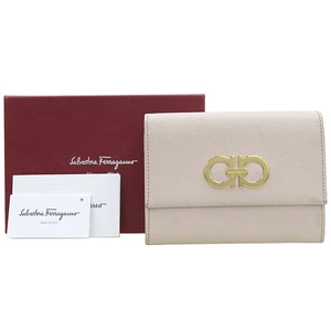 Ferragamo 22 B273 Pink Saffiano Leather Gold Gancini Ornament Handcuff - Picture 1 of 6