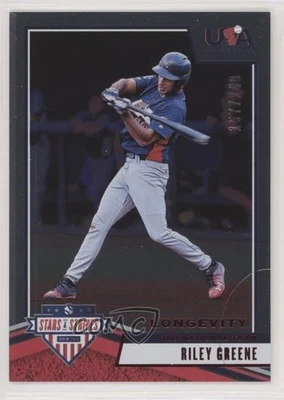 2019 Panini USA Baseball Stars & Stripes Longevity Ruby /249 Riley Greene #34 - Image 1 of 2