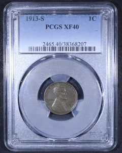 1913-S Lincoln Wheat Cent - 1c PCGS XF40 - Better Date! - Picture 1 of 4