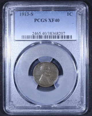 1913-S Lincoln Wheat Cent - 1c PCGS XF40 - Better Date! - Image 1 of 4