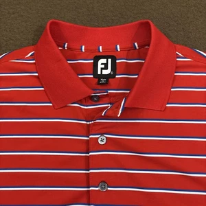 FOOTJOY FJ Men Red Stripe Stretch Lisle Performance Golf Polo Shirt XL - Picture 1 of 6