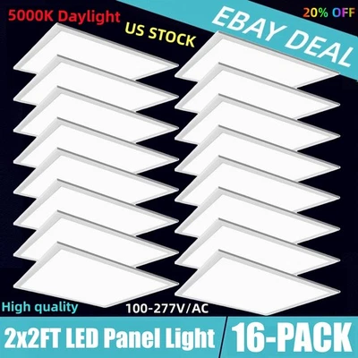 16Pack 2x2Ft LED Panel Light Drop Ceiling Flat Recessed Troffer Fixture 5000K - Image 1 of 4