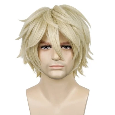Peluca Rubia Corta Hombre, Anime Esponjosa Dorada Cosplay Anime Pelucas Con Flequillo... Foto 1 de 4