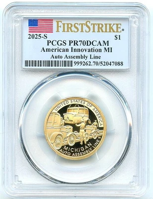 2025-S Innovation Proof Dollar, Michigan, PCGS PR70 DCAM First Strike, Flashy! - Image 1 of 2