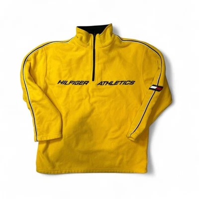 Moletom de lã vintage anos 90 Tommy Hilfiger 1/4 com zíper - Tamanho P serve até TAMANHO G - Imagem 1 de 4