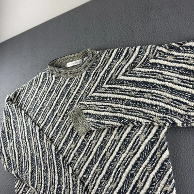 Vintage Sweater Men’s XL Brown Geometric Knit Striped Grandpacore Retro 70s 80s - Image 1 of 4