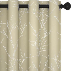 Door Thermal Bedroom Curtains 84 Inch Drop, Blackout Eyelet Tree Branches Printe - Picture 1 of 12