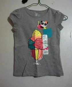 CHILD TSHIRT PANDA AND ICE CREAM DESIGN GREY NWT JUMPING BEANS SIZE 5 - Picture 1 of 1