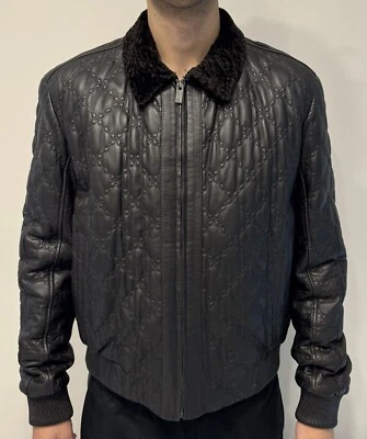 KITON NAPOLI Leather Jacket RRP $8350 Size 50-52 With Karakul Whool - Image 1 of 4