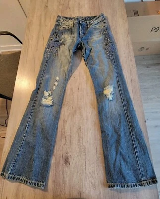 Esprit Women’s Y2K Vintage Jeans Rose Embroidered  Boyfriend Flare Size 2 - Image 1 of 4