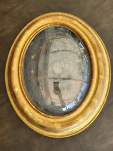 CADRE MEDAILLON VITRE BOMBEE LOUIS PHILIPPE DORE A LA FEUILLE - Picture 1 of 16