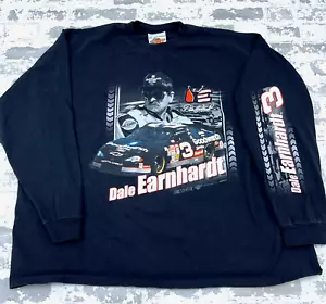 Vintage Dale Earnhardt Shirt Men XXL Black Long Sleeve Nascar Racing Tee Y2K 00s - Picture 1 of 11