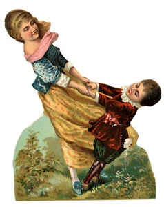 Große gestanzte Sammelkarte 1890er Jahre. Tolle A&P Tea Co. Große Schwester Schaukeln Little Bro - Bild 1 von 2