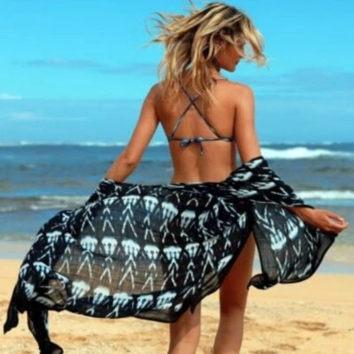 L*Space Monica Wise Go With The Flow Nadar Playa Cubrir Azul/Blanco Talla OS NUEVO CON ETIQUETAS Foto 1 de 4