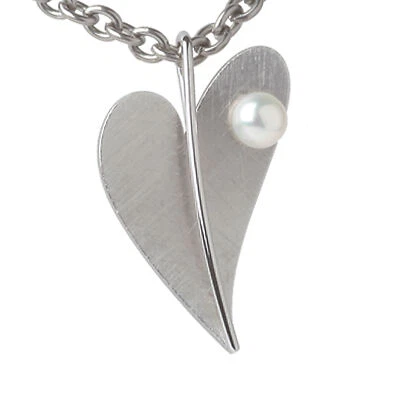 Ernstes Design Anhänger AN208 Herz aus Edelstahl Perle massiv  35 mm mattiert  - Bild 1 von 3