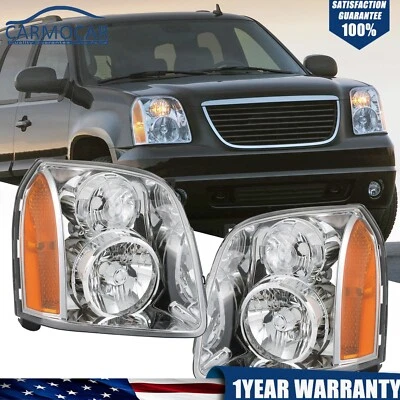 Conjunto de faros para GMC Yukon XL 1500 2500 2007-2014 Denali carcasa cromada Foto 1 de 4