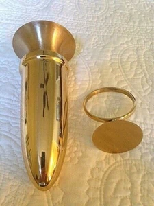 Crypt Mausoleum Niche Vase - Bronze Metal 7.25 Inch - Epoxy Mount Disc Base - Picture 1 of 12