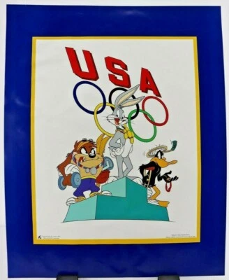 Póster de carrera de bicicletas Looney Tunes 1996 Juegos Olímpicos, podio 20"x16" Foto 1 de 4