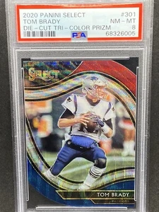 TOM BRADY 2020 PANINI SELECT DIE-CUT TRI- COLOR PRIZM # 301 PSA 8 - Picture 1 of 2