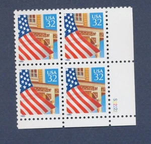USA - Sc 2897 - MNH LR plate block UNCOMMON P# S2222 - 32ct Flag over Porch --b - Picture 1 of 1