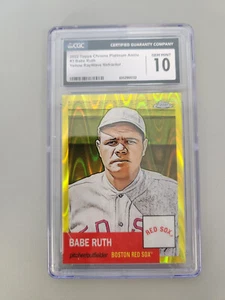 2022 Topps Chrome Plat #3 Babe Ruth Yellow RayWave Refractor CGC 10 GEM MINT - Picture 1 of 3